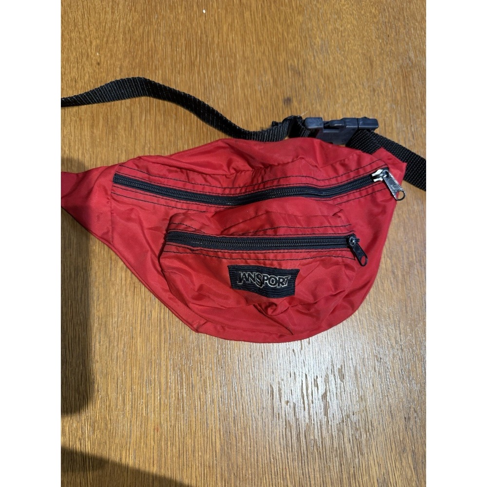 Vintage Jansport Fanny Pack Red Waist Pack Belt Bag 80s 90s Hiking Travel
